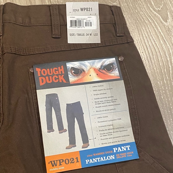 Tough Duck Work Pants WP021 Chestnut Colour 12Ib Sz 34W x 32L. NWT. - Picture 4 of 11